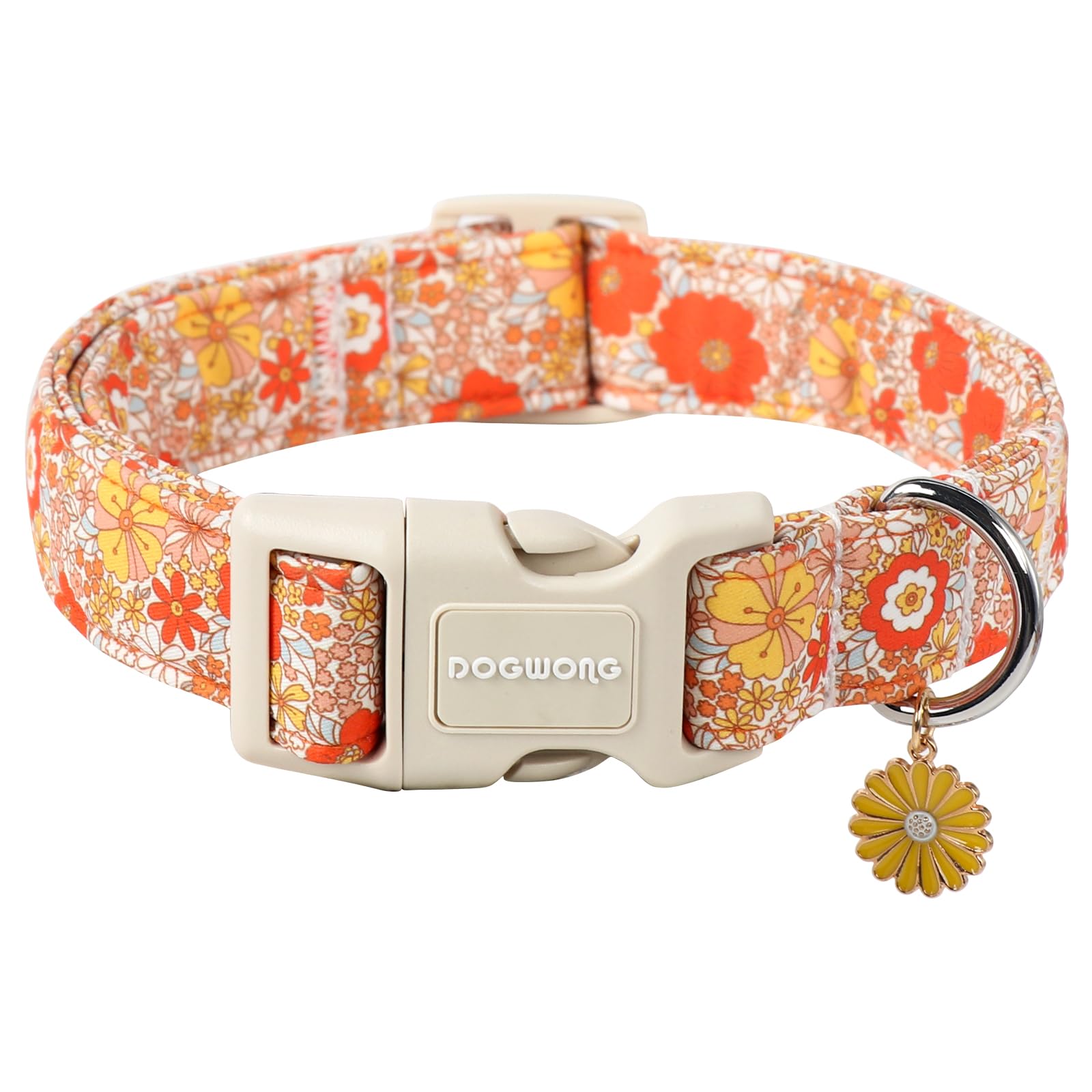 DOGWONG collar floral ajustable con flores otoñales para paseos y fotos.