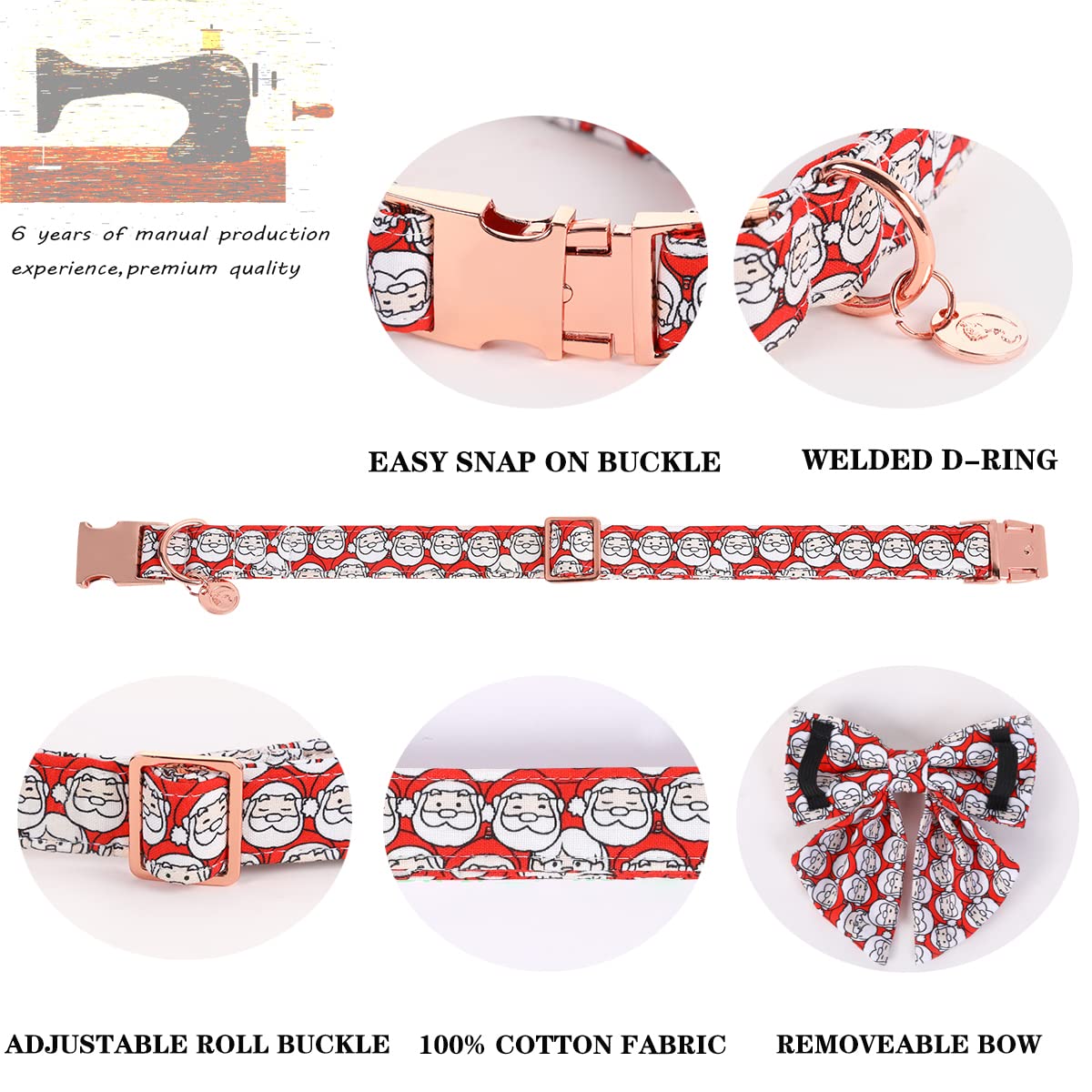 Lazo navideño en el collar DOGWONG para un aspecto festivo