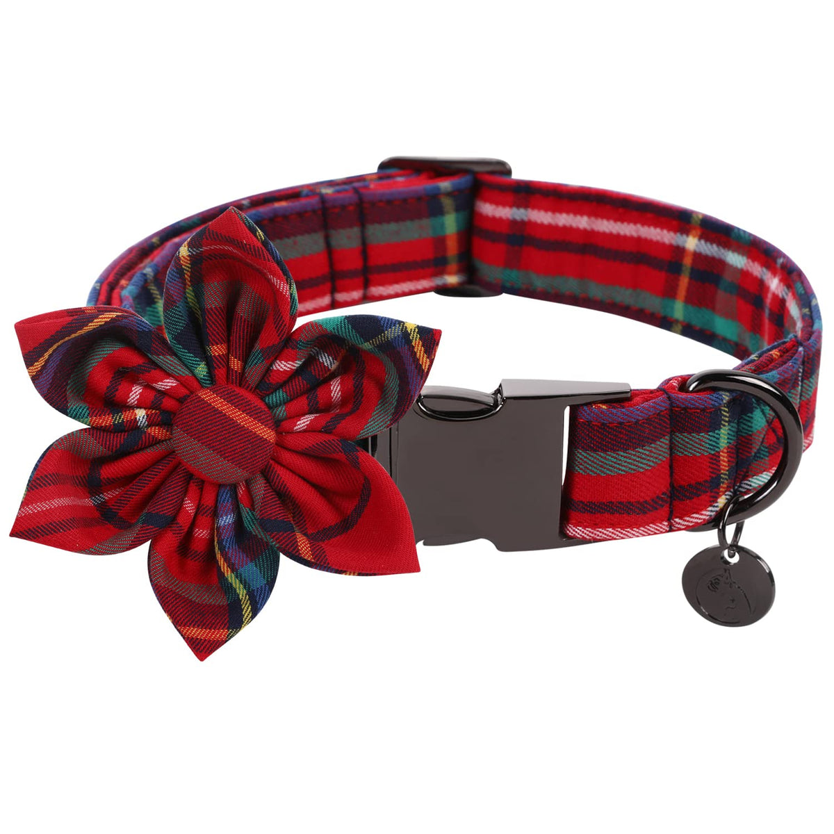 DOGWONG collar navidad con flor, ideal para paseos festivos.