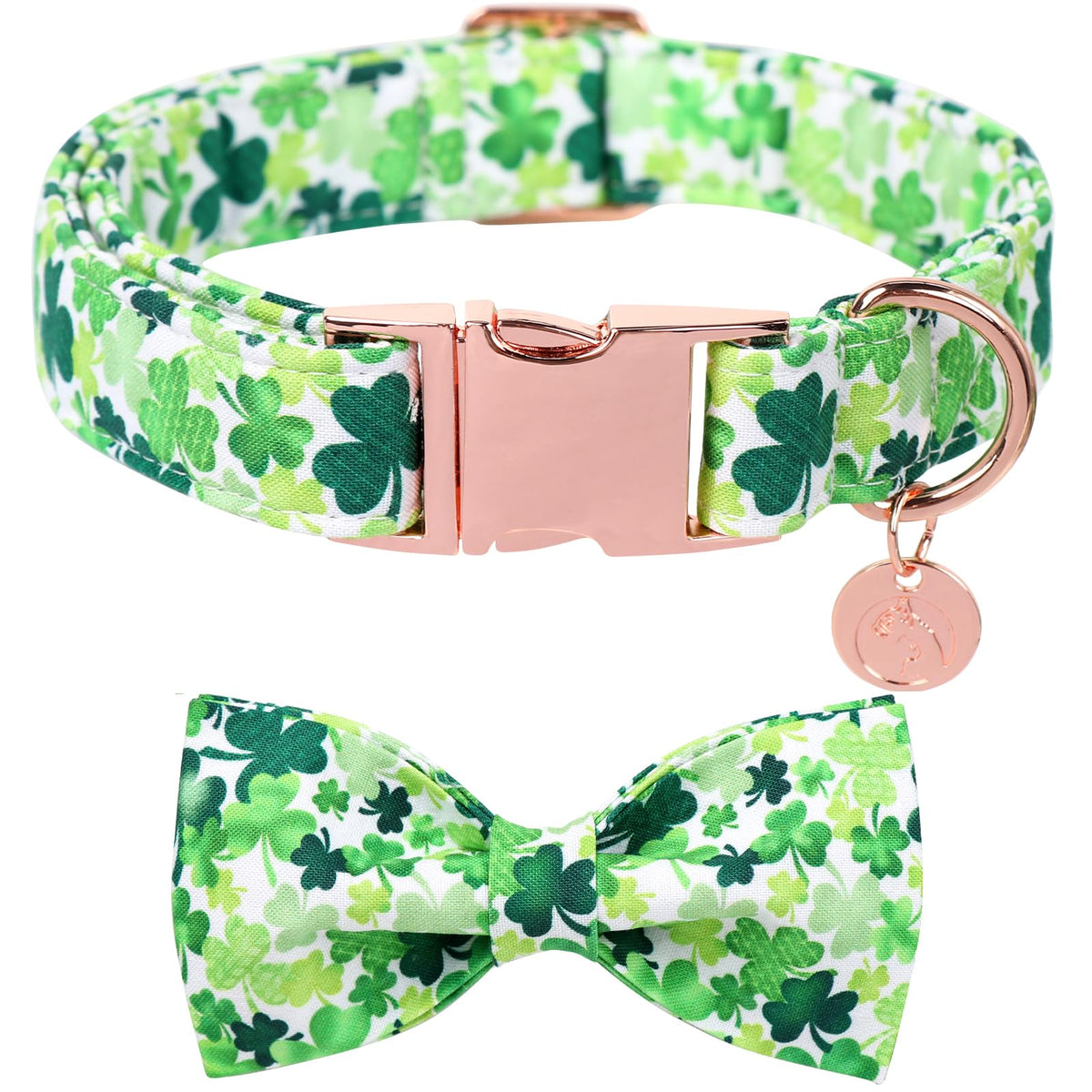 Collar DOGWONG con Treboles y Lazo para paseos festivos.