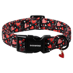 Collar DOGWONG San Valentín con corazón rojo, cómodo y ajustable para perros pequeños