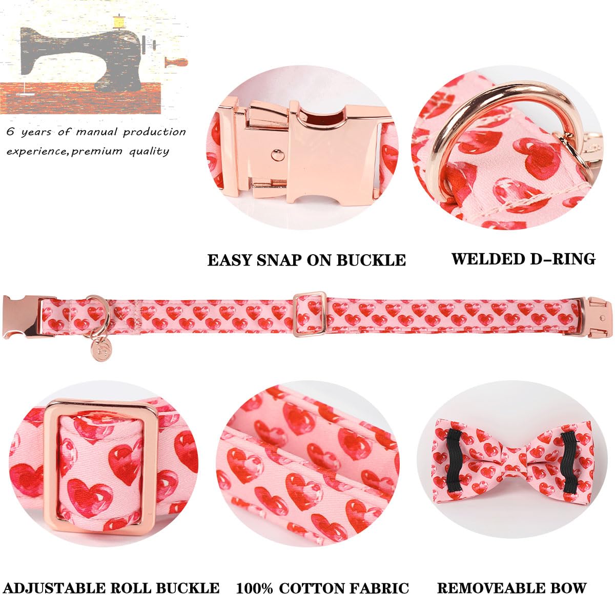 Collar DOGWONG tela de algodón suave, cómodo para la piel.