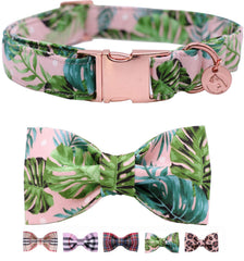 Collar DOGWONG verde con hojas de palma, cómodo para paseos diarios
