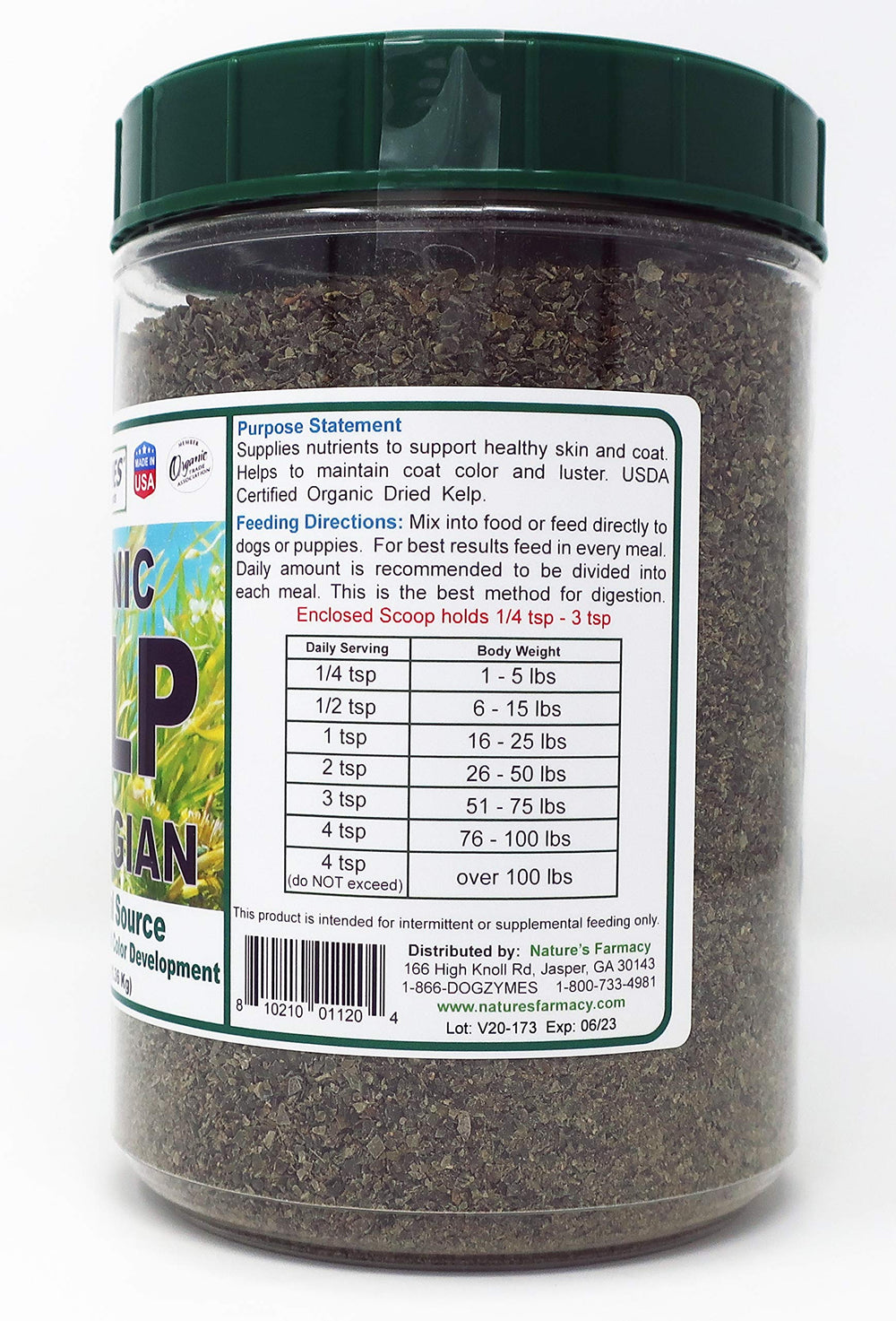 Dogzymes Alga Orgánica para Mascotas, dosis fácil para apoyar la digestión y minerales.