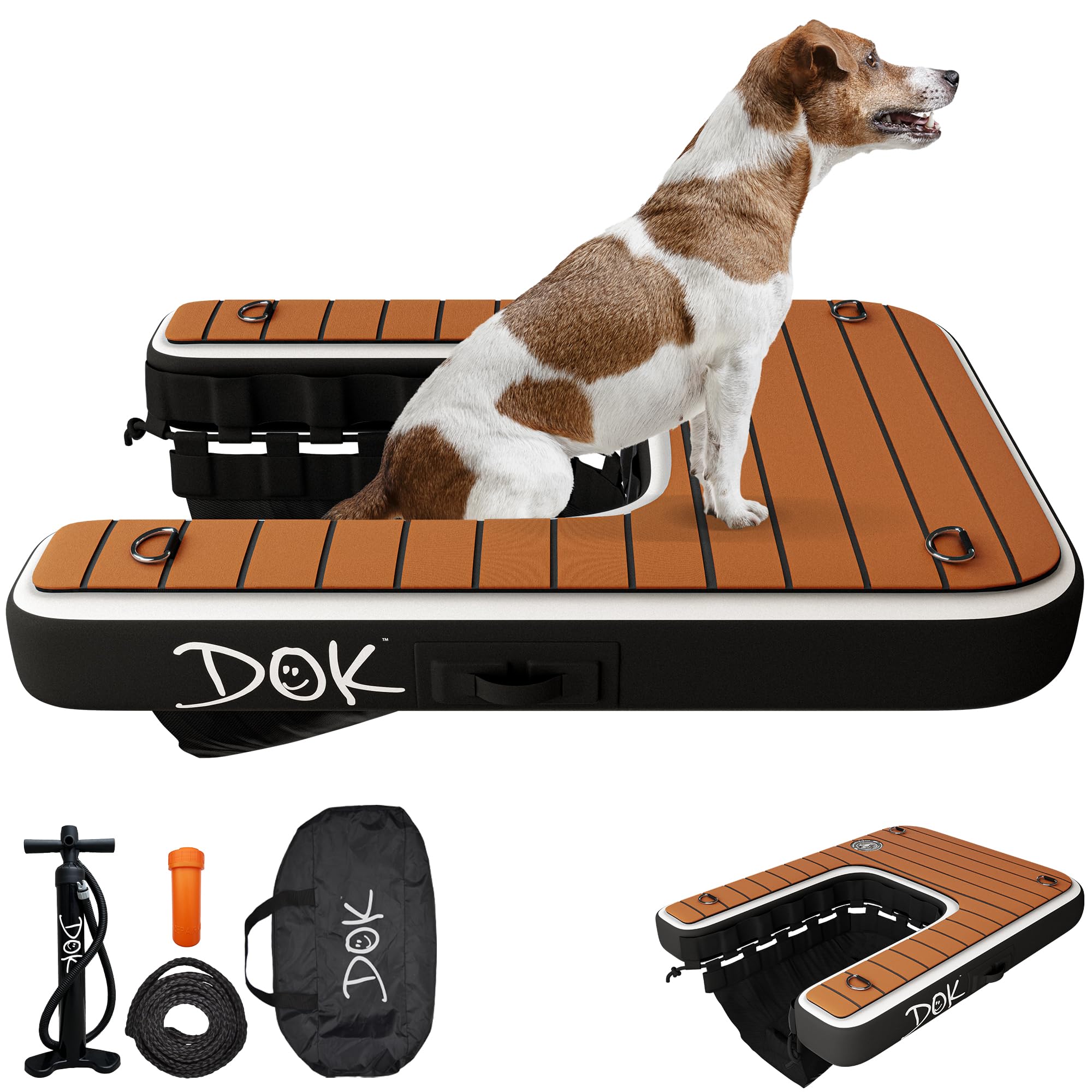 DOK Dog-DOK Mini plataforma inflable para perros, accesible en piscina, muelle o lago.