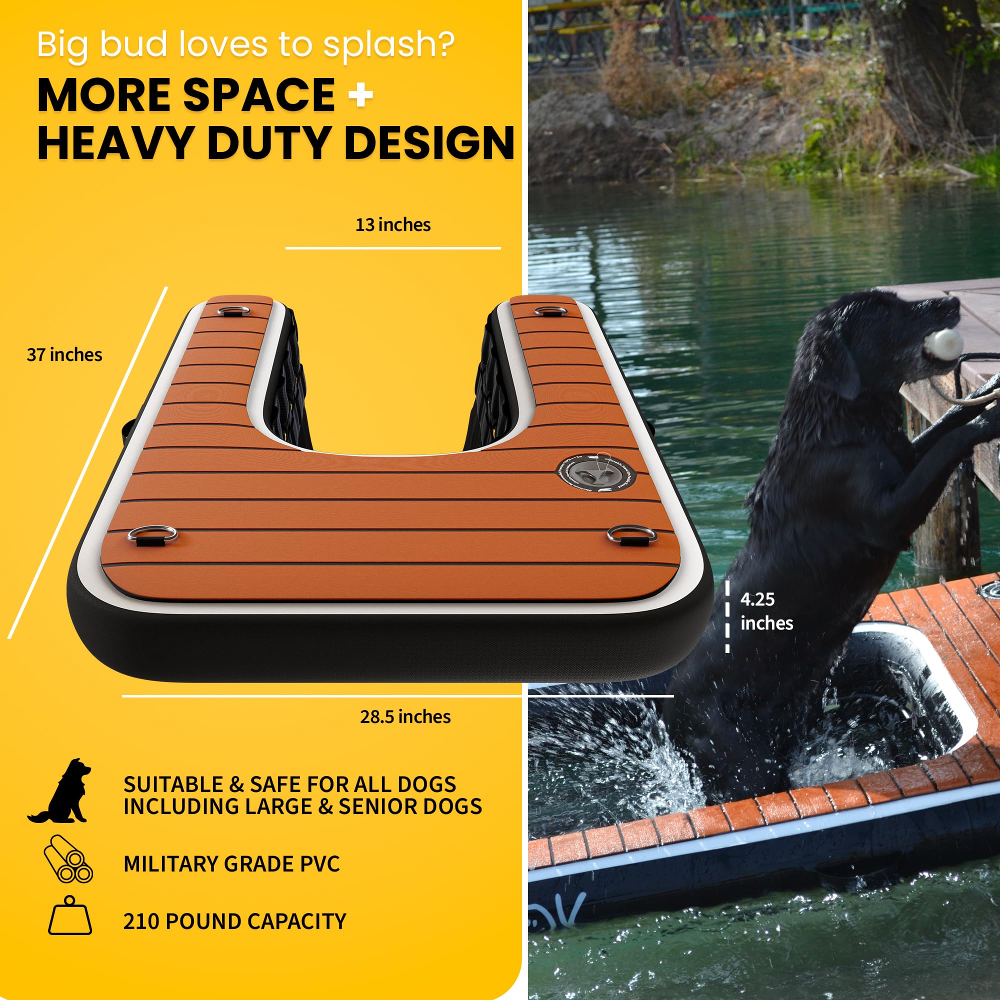 DOK Dog-DOK Mini rampa sumergida mantiene el acceso estable.