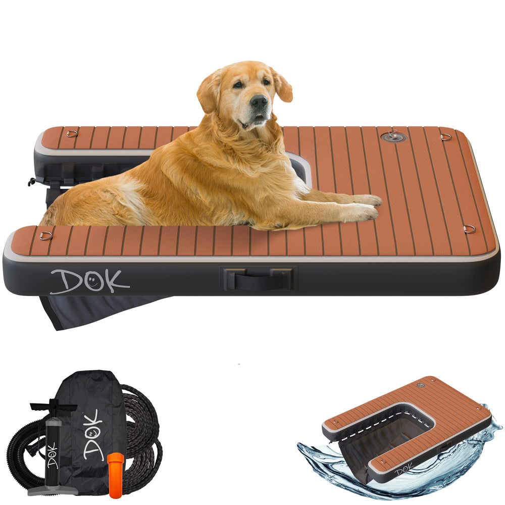 Dog-DOK plataforma inflable para lago con superficie antideslizante para el perro
