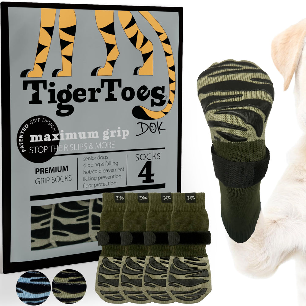 DOK TigerToes con agarre antiresbalante para suelos de madera, ayuda a evitar resbalones.