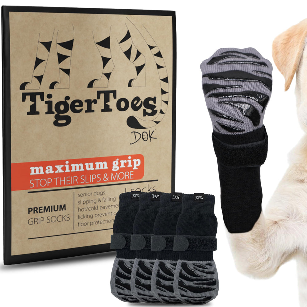 Calcetines antiresbalantes DOK TigerToes para pisos de madera.