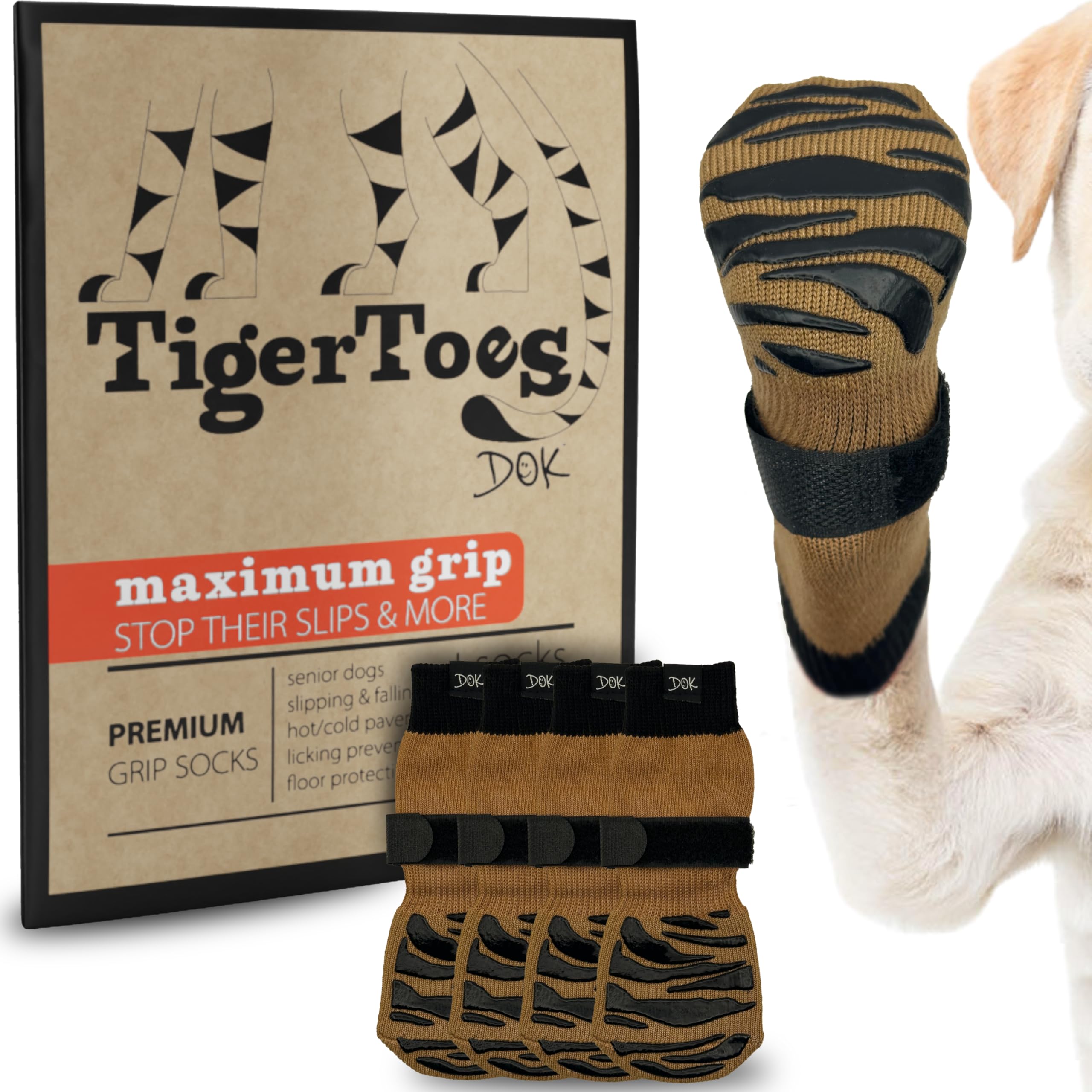 DOK TigerToes calcetines anti deslizantes para suelos de madera mejorando la tracción.