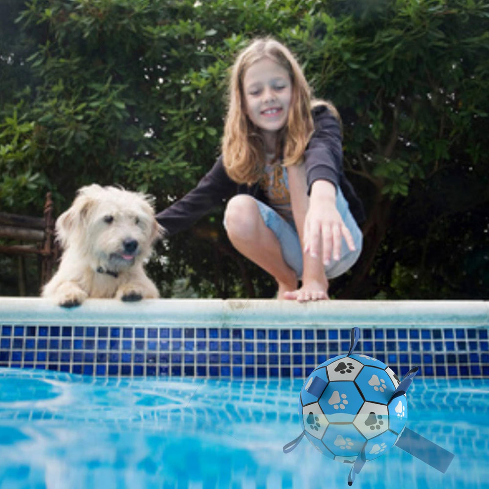 Domchan bola fútbol para perro flotante, ideal para jugar en agua y playa.