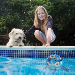 Domchan bola fútbol para perro flotante, ideal para jugar en agua y playa.