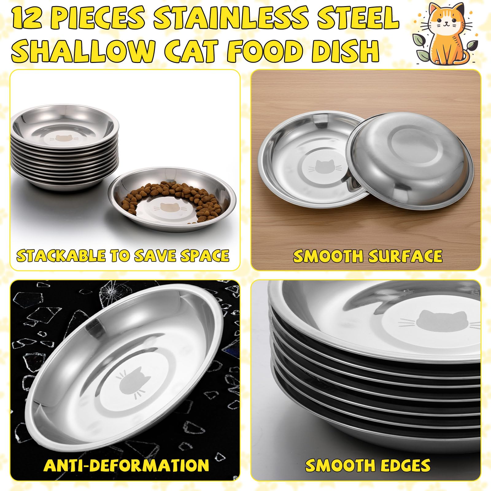 Domensi platos alimentación gato acero inoxidable, limpieza fácil tras cada comida.