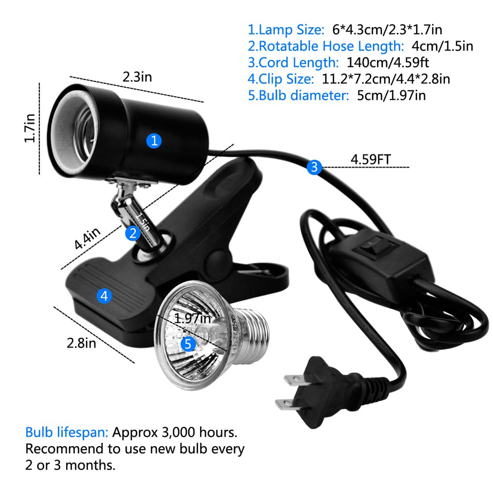 DOMICA lámpara-uvb-50w proporciona espectro solar para reptiles.
