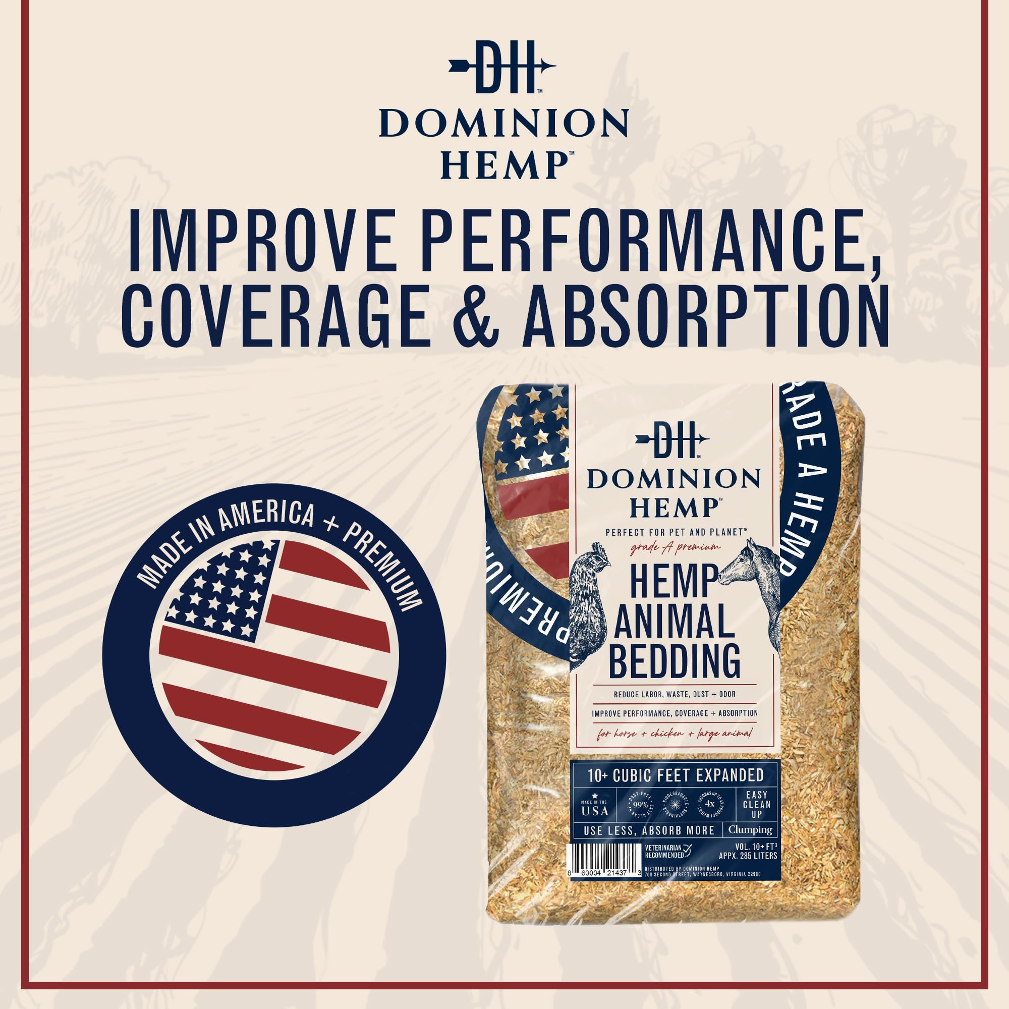 Dominion Hemp presentación a granel para granjas y criaderos