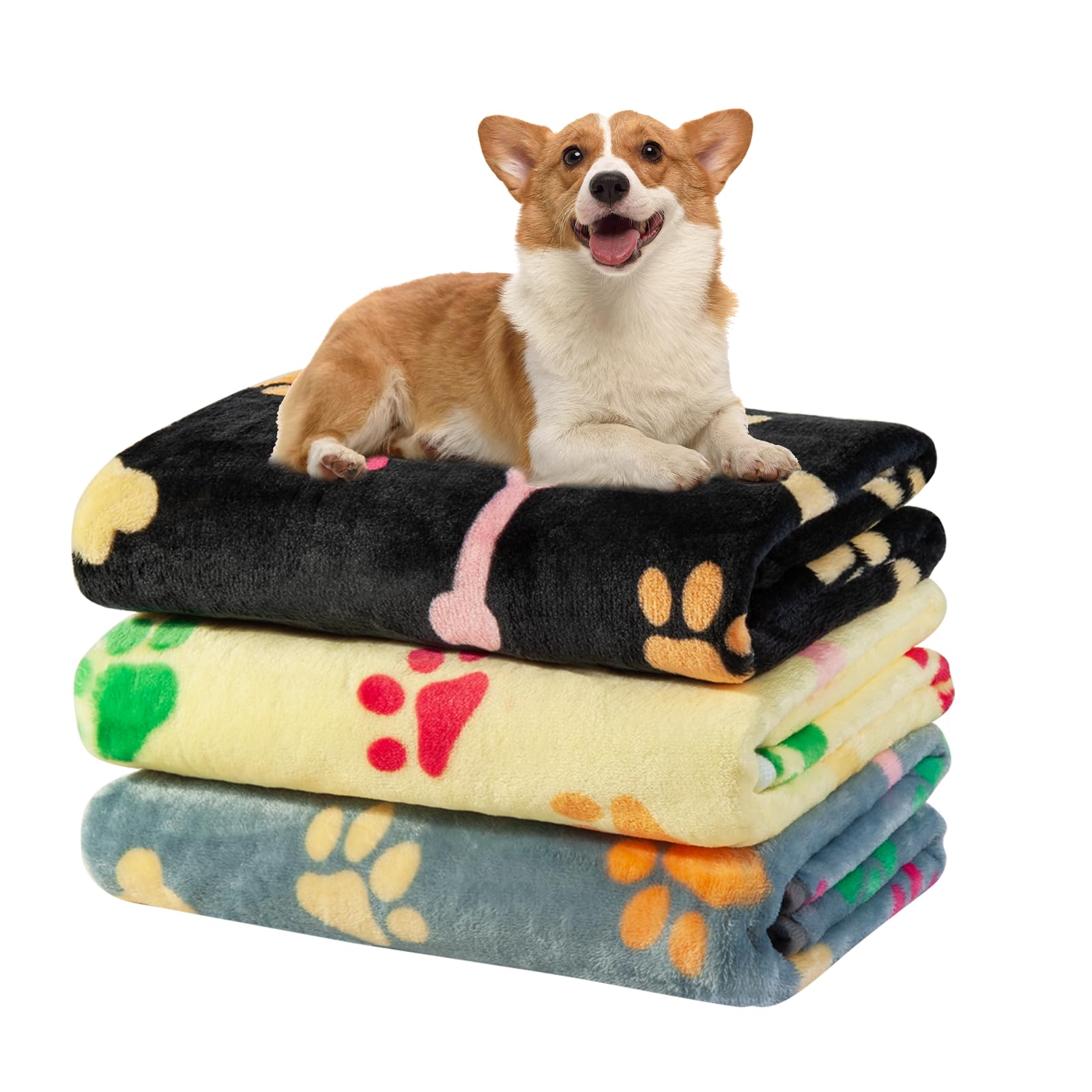 Manta Dono para perro, triple pack con patitas, ideal para proteger muebles