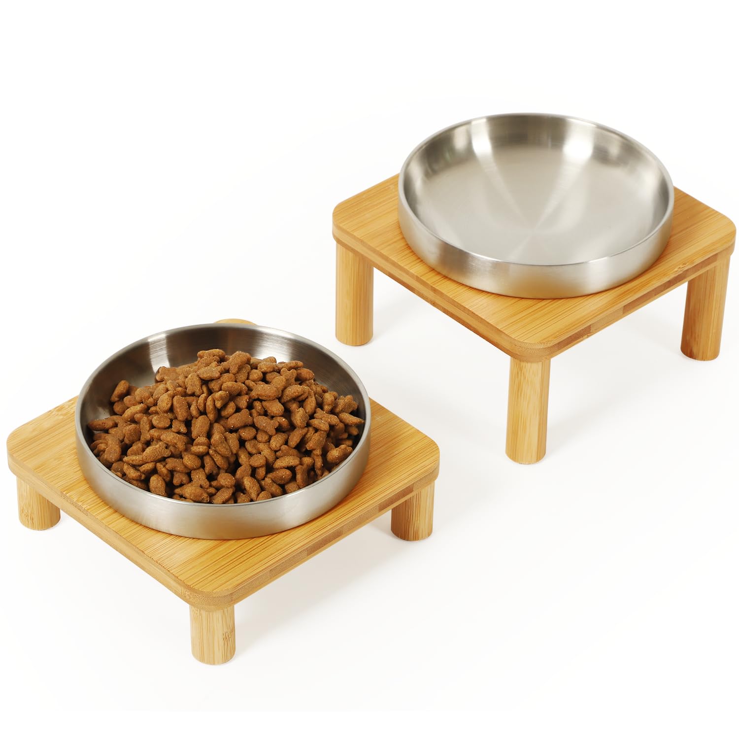DoogCat: soporte de bambú y tazones robustos, estilo contemporáneo.