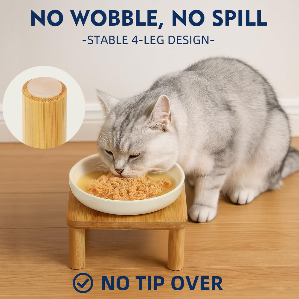DoogCat tazones cerámicos anchos para evitar fatiga de bigotes y facilitar comer