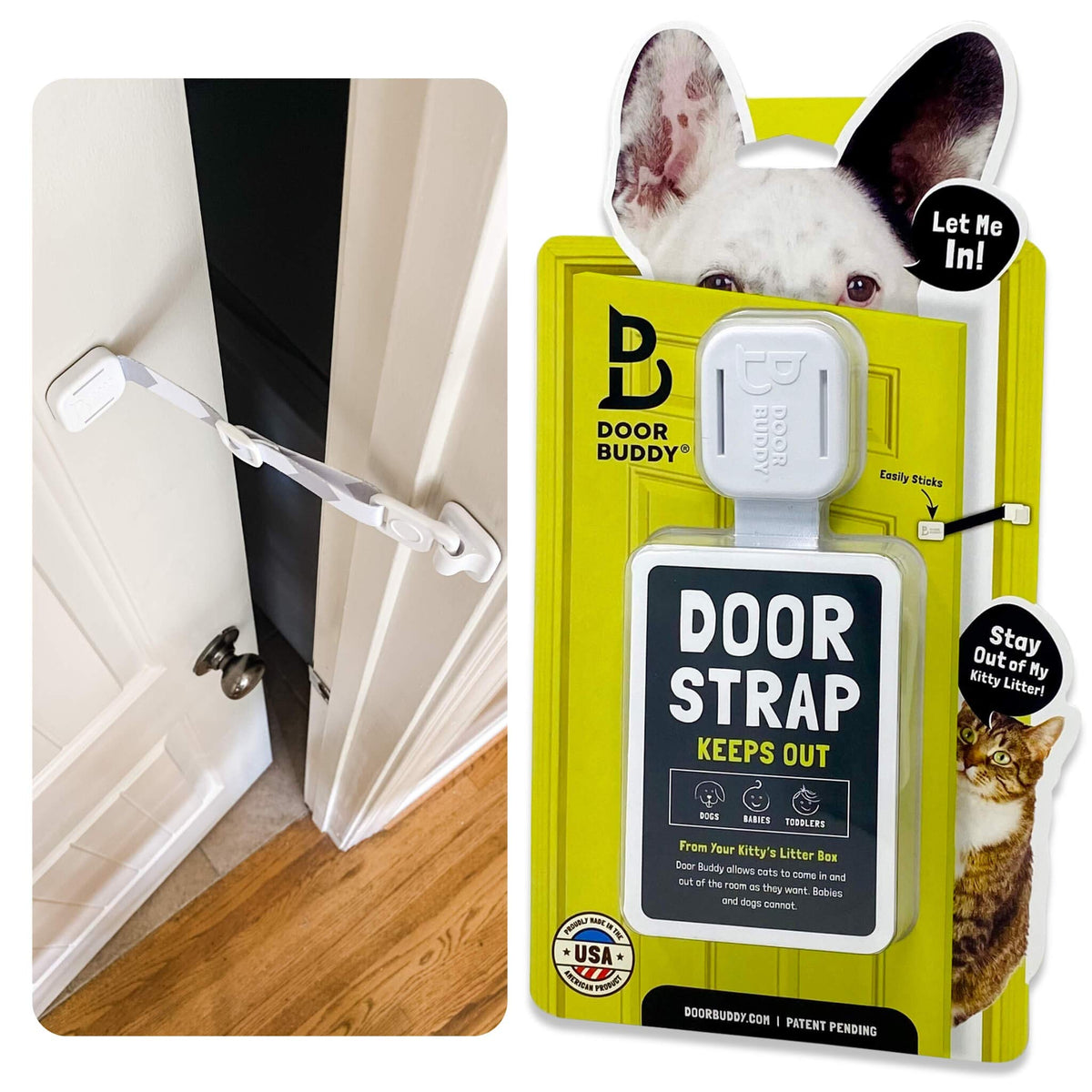 Door Buddy cierre de puerta para gato gris facilita espacio para el felino