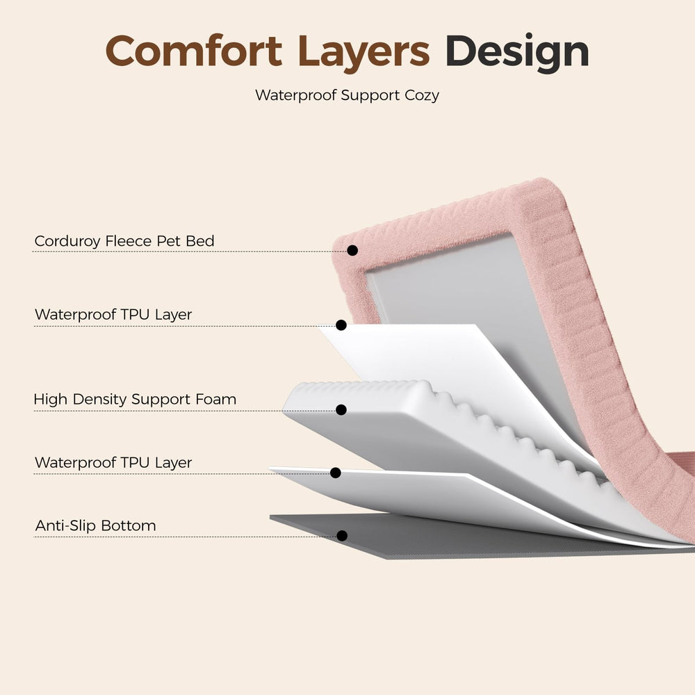 Funda lavable y removible de DOPEDIO para cama de perro rosa.
