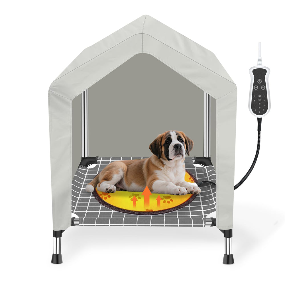 Dopliv casa perro caliente elevada, cómoda y protegida del suelo para mayor higiene.