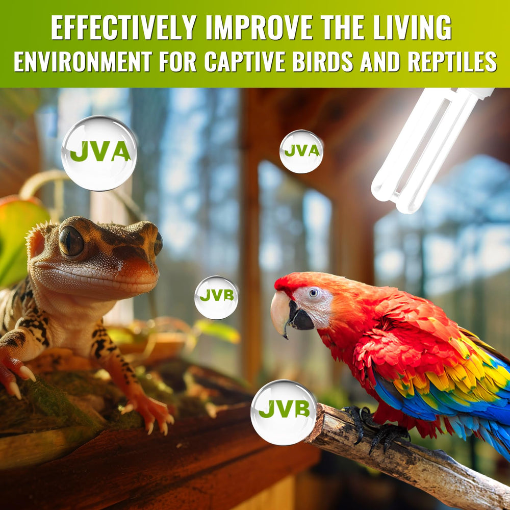DoRight UVB 5.0 ilumina aves cautivas con UVB para un ambiente saludable.