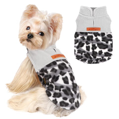 Dosuyi chaleco felpa Leopardo Gris XXS, vista frontal, calor en paseos.