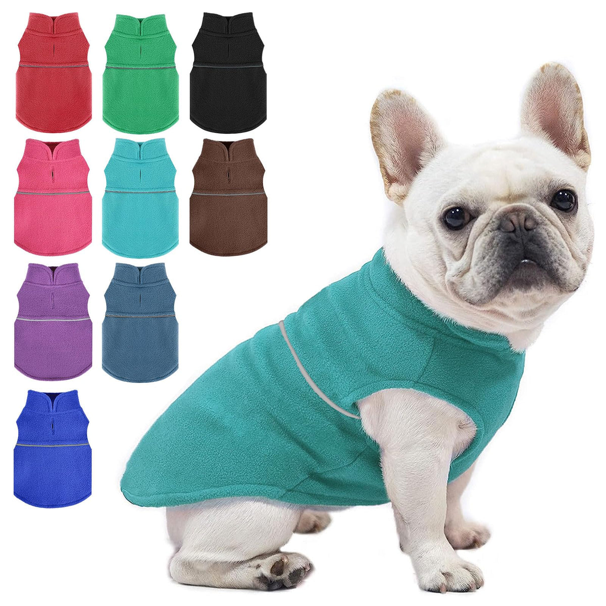 Chaleco Dosuyi para perro pequeño color Azul Lago, vista frontal para ajuste cómodo.
