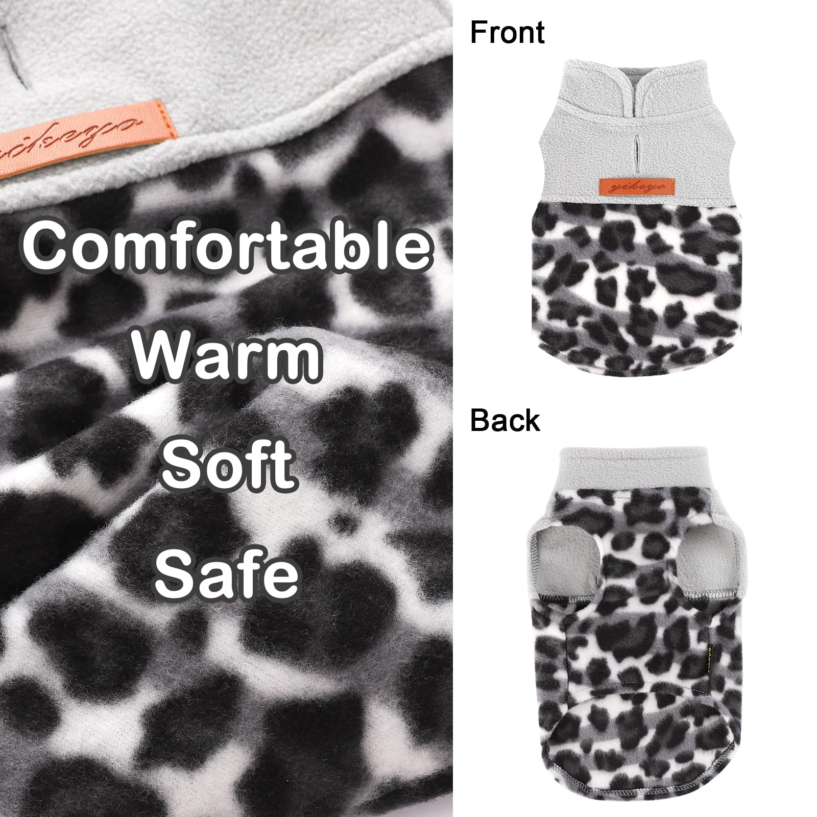 Chaleco Dosuyi para perro, espalda con leopardo gris
