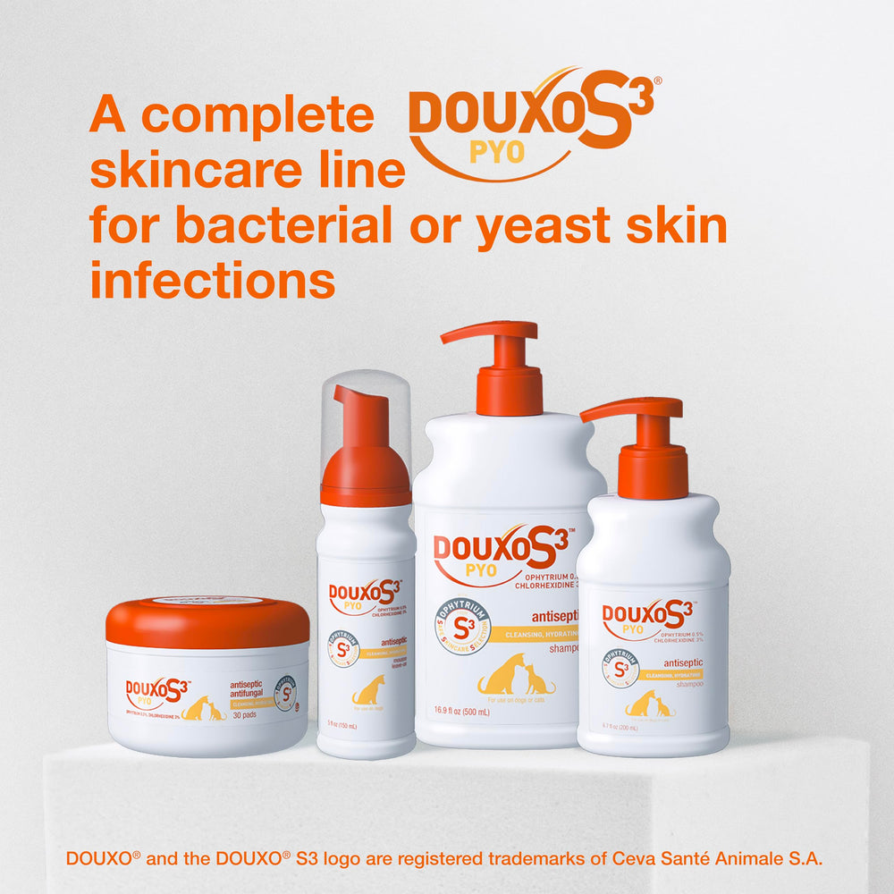 Douxo S3 Pyo Toallitas para piel sensible y pelaje limpio.