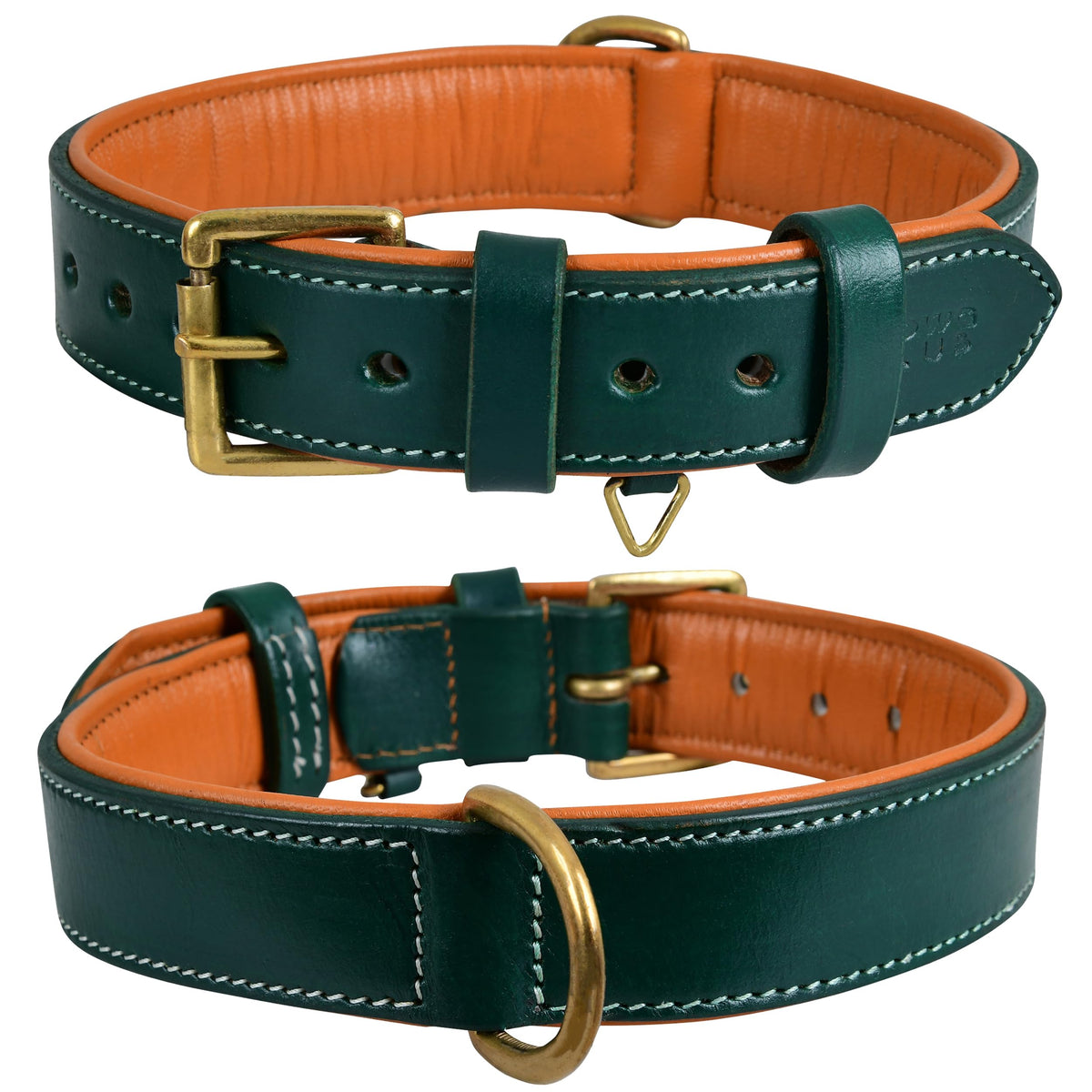 DowgClub collar de cuero grano completo, vista frontal para paseos con estilo