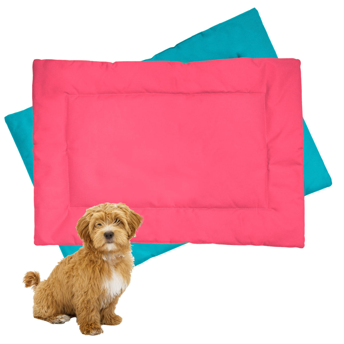 Downtown Pet Supply almohadilla para jaula de perro, vista lateral azul, cómoda y impermeable.