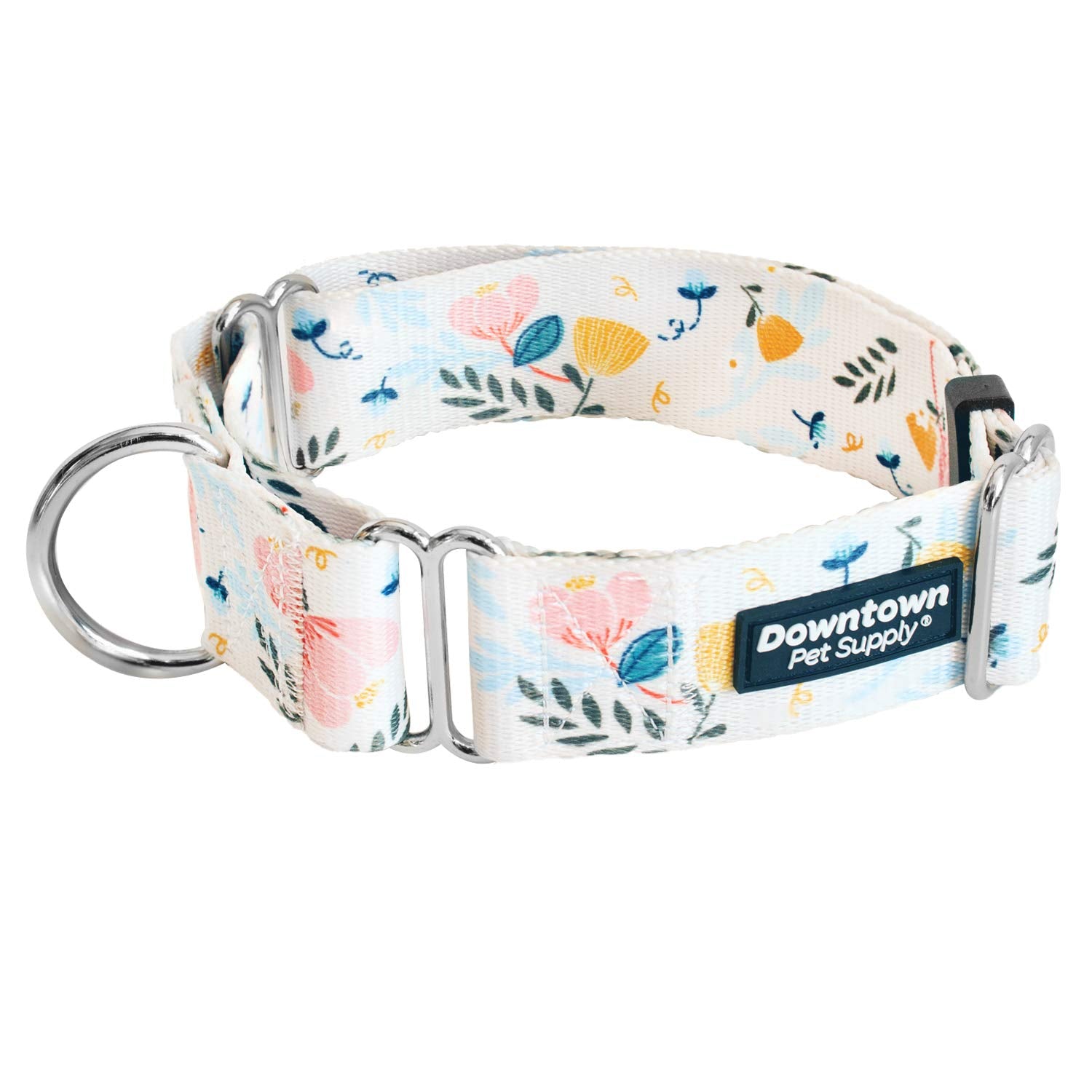 Collar martingale floral grande de Downtown Pet Supply, cómodo para paseos diarios.