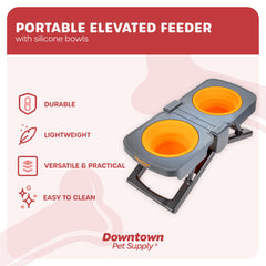 Downtown Pet Supply comedero portátil plegable, ideal para viajes con paseos sin complicaciones.