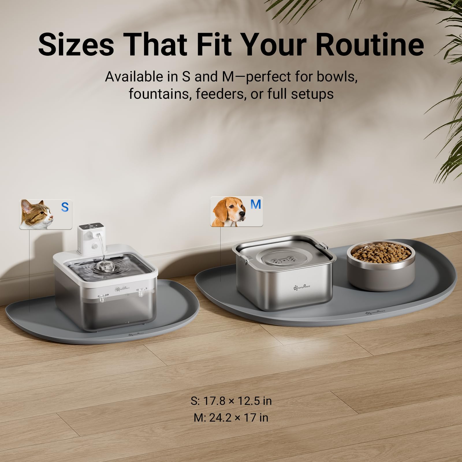 DownyPaws Alfombrilla impermeable mantiene el suelo seco tras las comidas.