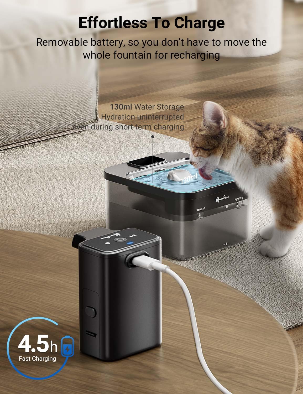 Filtración de cinco etapas de DownyPaws, agua más limpia y agradable.