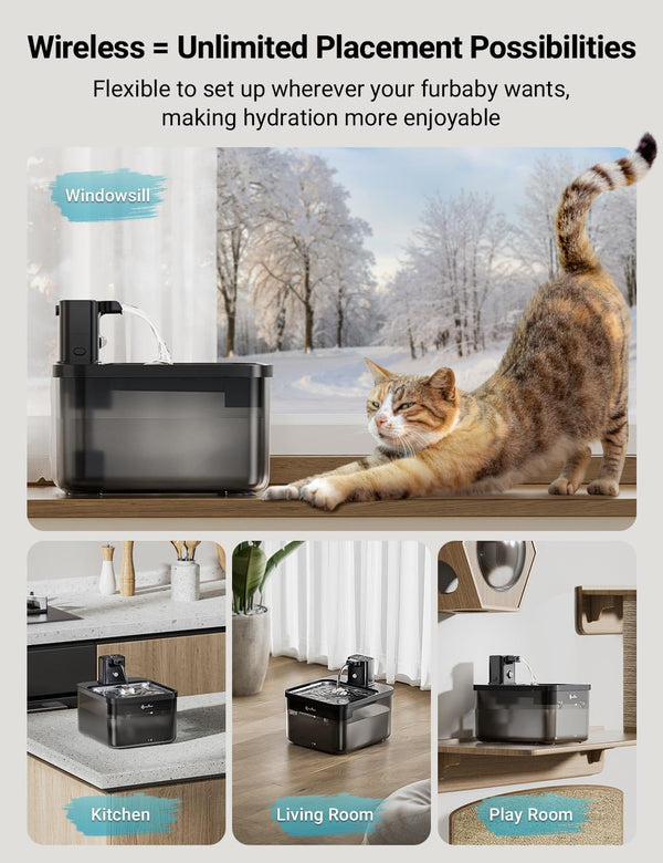 Flujo de agua estilo grifo de DownyPaws para estimular al gato a beber.
