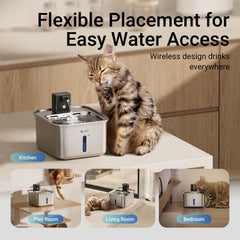 Capacidad de 3 litros para suministro continuo de agua para gatos.