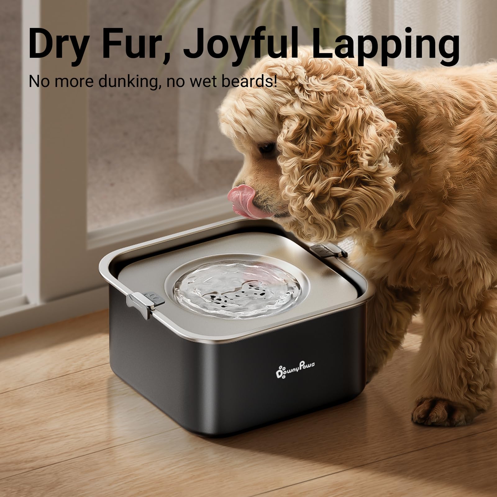 DownyPaws cuenco 3 L para perros medianos con amplia reserva de agua.