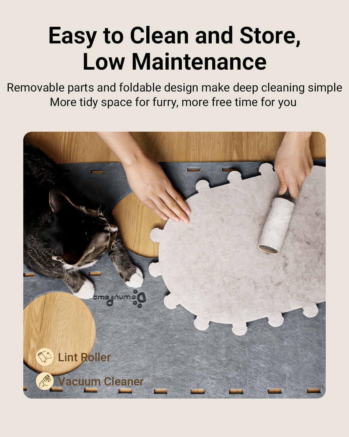 DownyPaws diseño-plegable facilita limpieza y almacenamiento tras el uso.