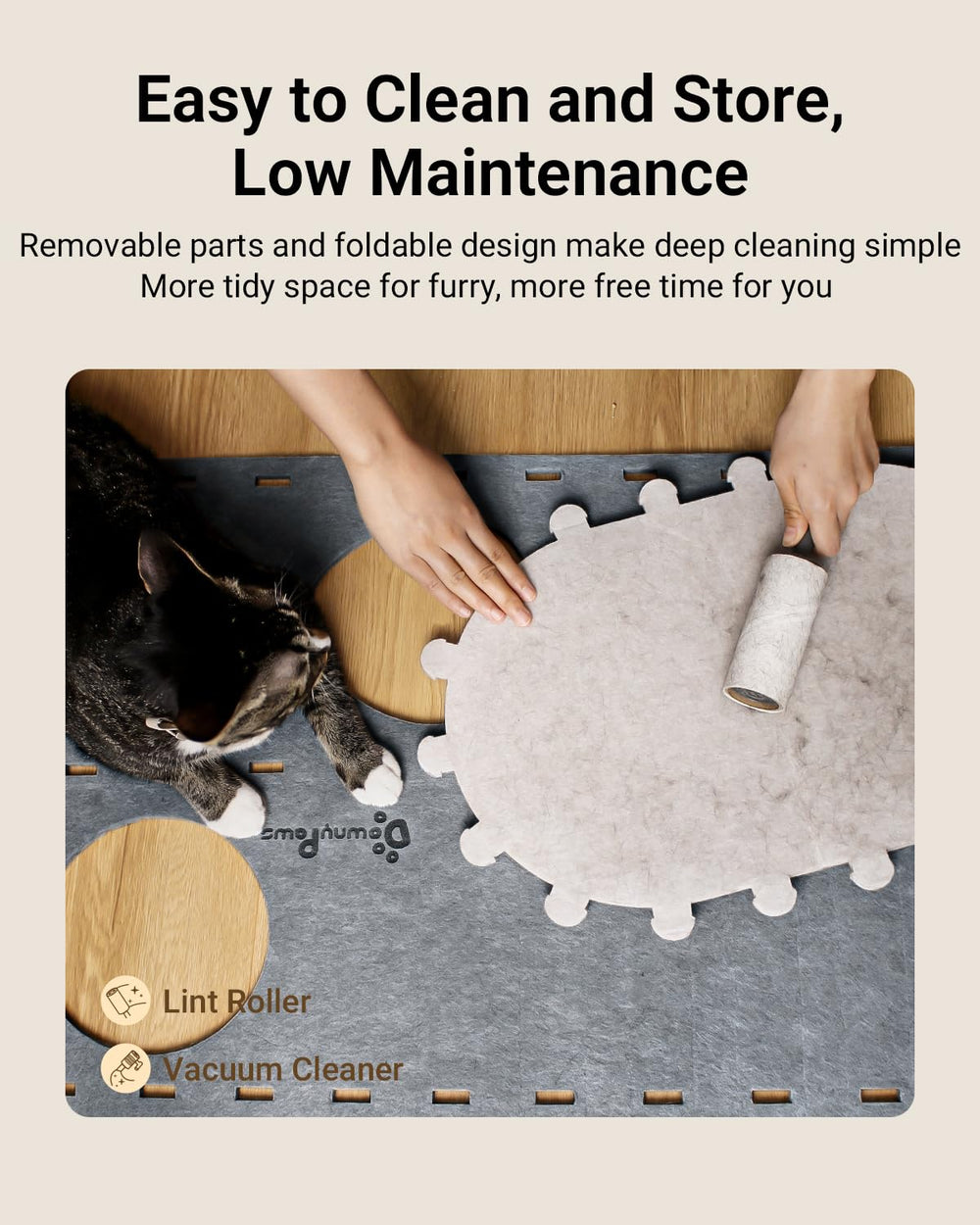 DownyPaws diseño-plegable facilita limpieza y almacenamiento tras el uso.