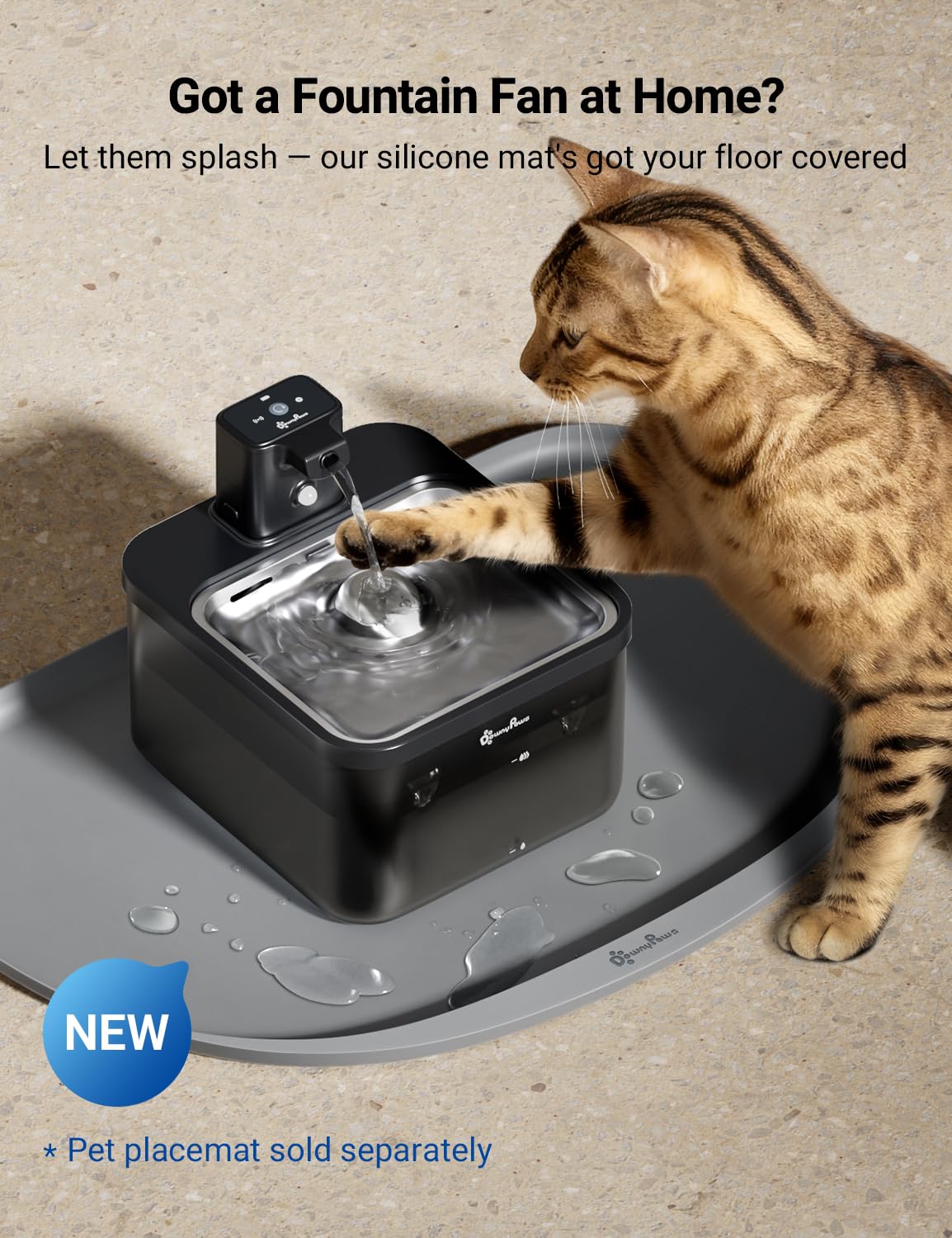 Filtración de 5 etapas DownyPaws, agua más limpia para gatos.