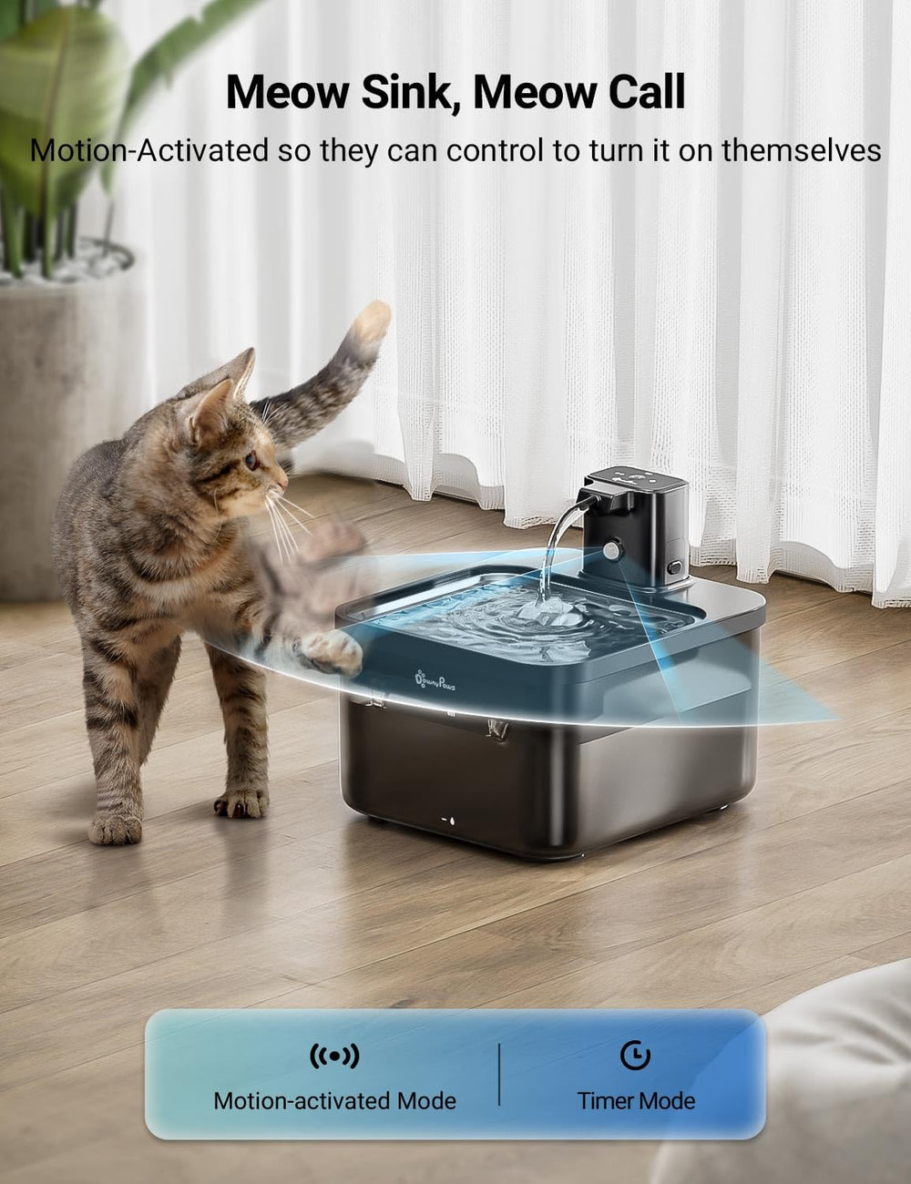 Flujo tipo grifo de DownyPaws para gatos, estimula la hidratación.