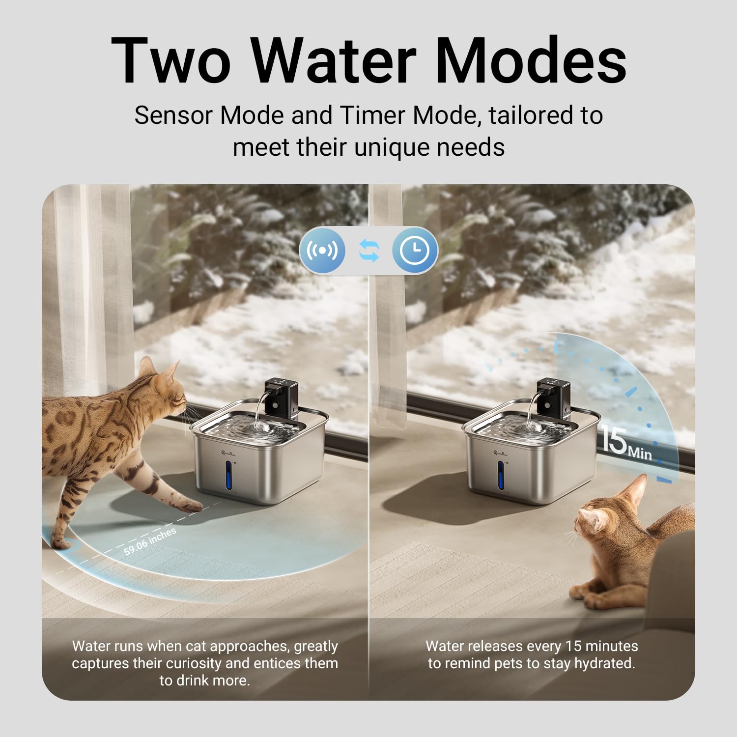 Sensor de movimiento detecta la cercanía para invitar a beber.