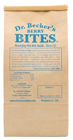 Uso diario recomendado como snack para mascotas, Dr. Becker's Berry Bites.