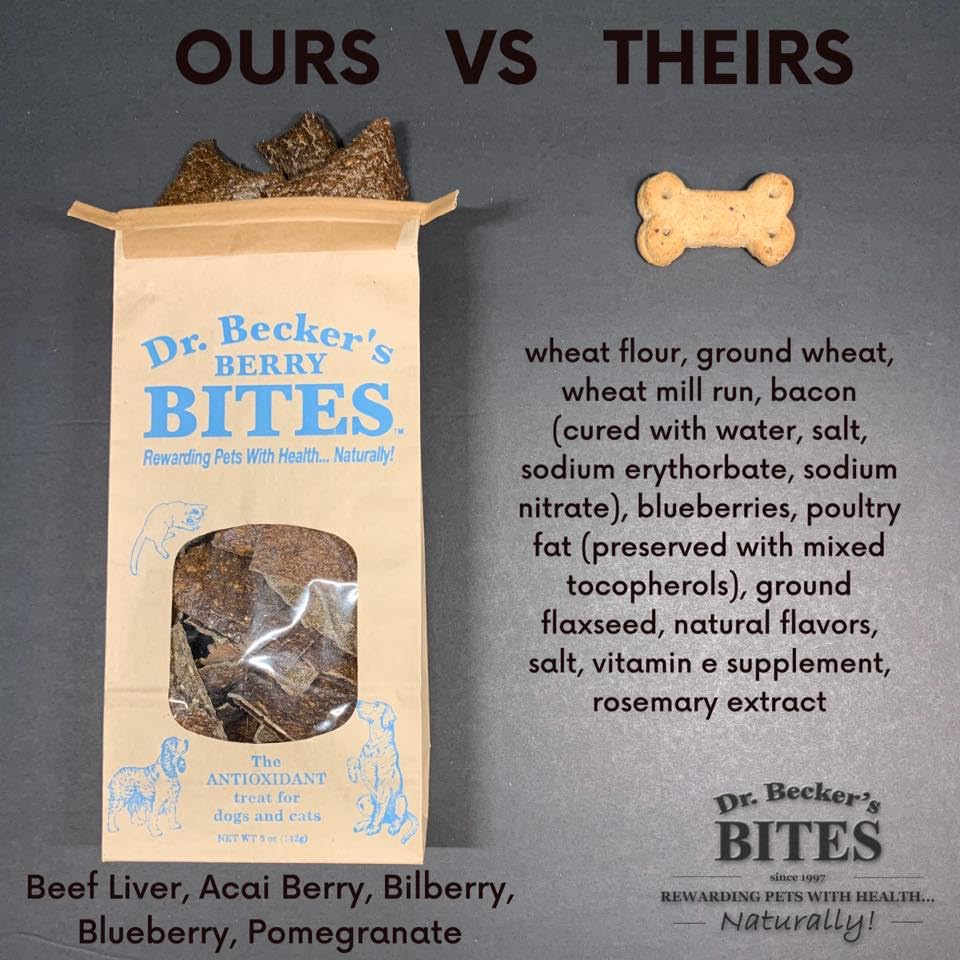 Higado de res visible aporta sabor natural en Dr. Becker's Berry Bites.