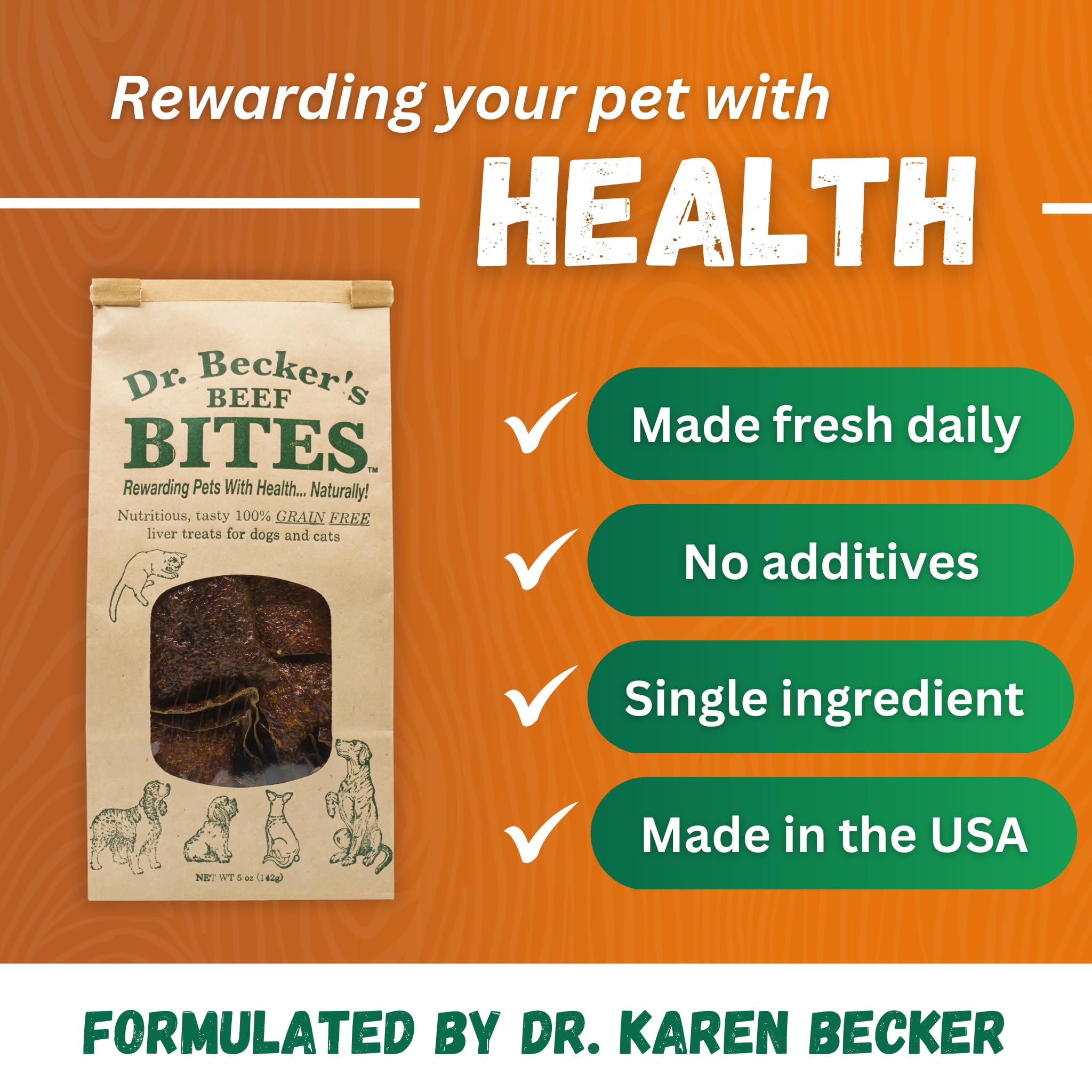 Dr. Becker's hígado de res, ingrediente único para dietas simples.