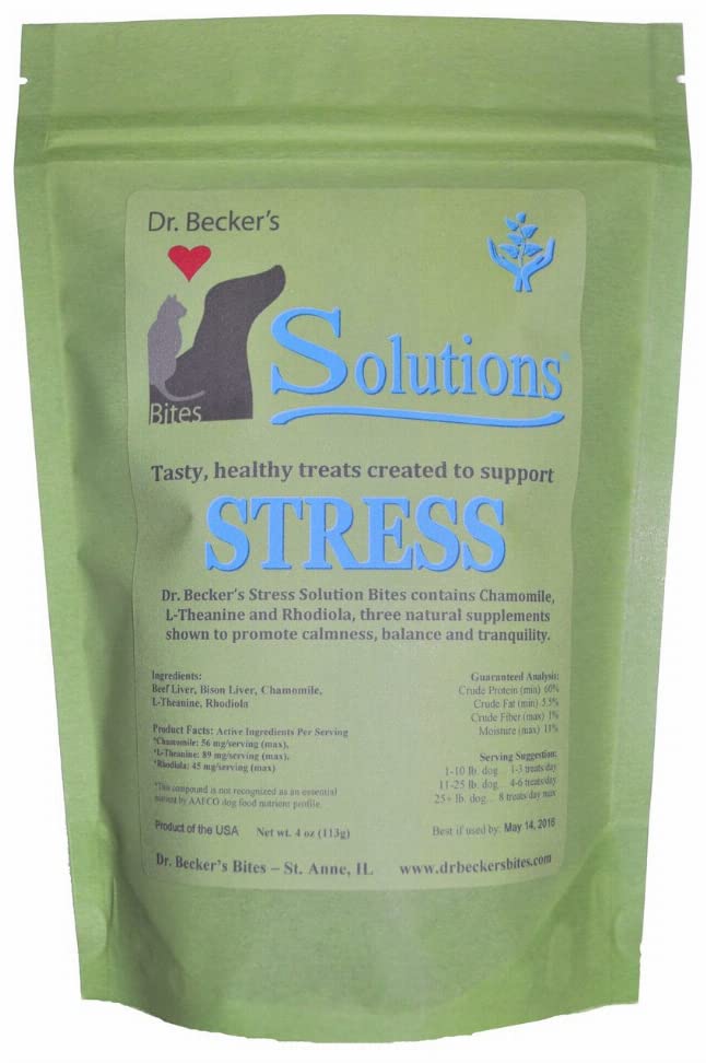 Dr. Becker's Stress Bites: ingredientes naturales como manzanilla y L-teanina.