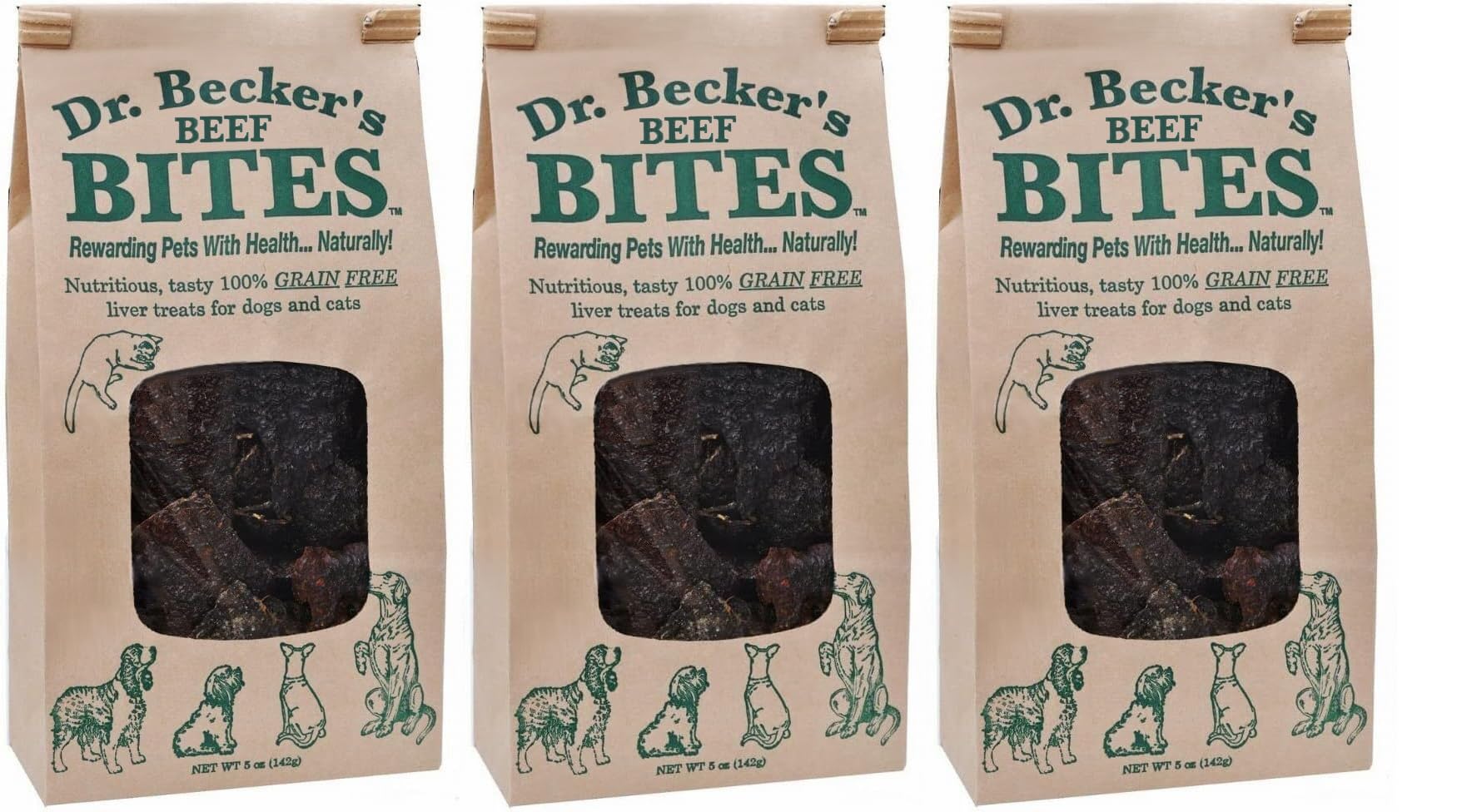 Dr. Becker's trozos ternera original para entrenamiento de mascotas.