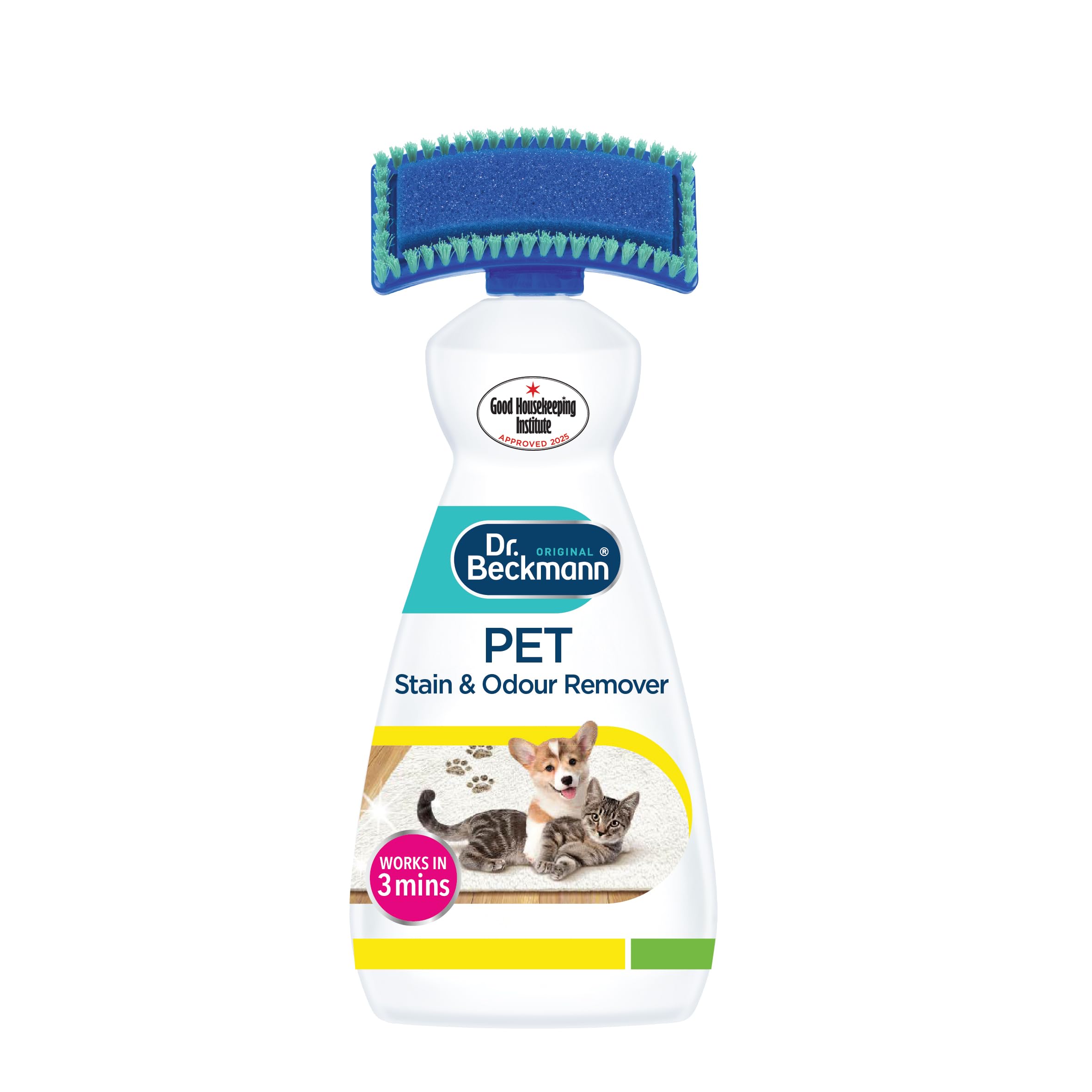 Dr. Beckmann limpiador de manchas para mascotas, botella con aplicador.